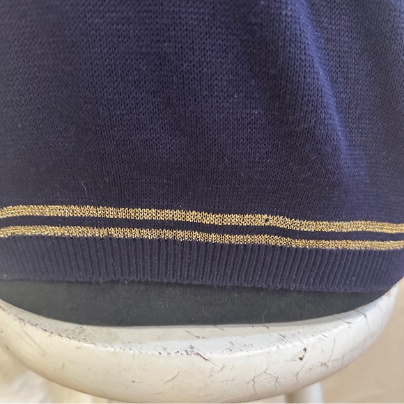 Bay Point Threads Vtg Womens Small Twinset Blue Gold Embroidered Crest Nautical - Picture 10 of 12